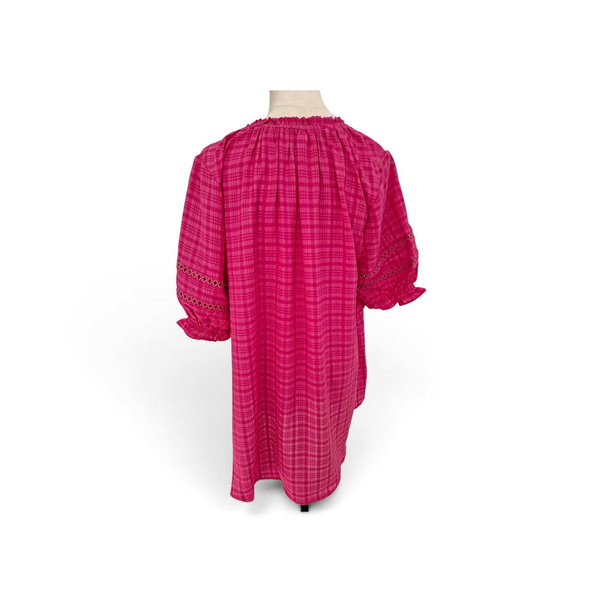 Sunday Boho 3/4 peasant sleeve Hot Pink Top