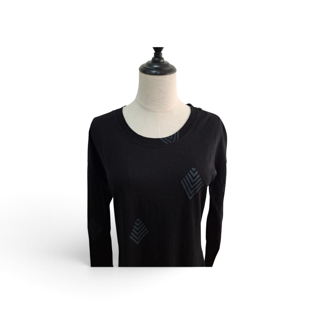Foil Merino Dress with Zip Detail and Geometric Patterns