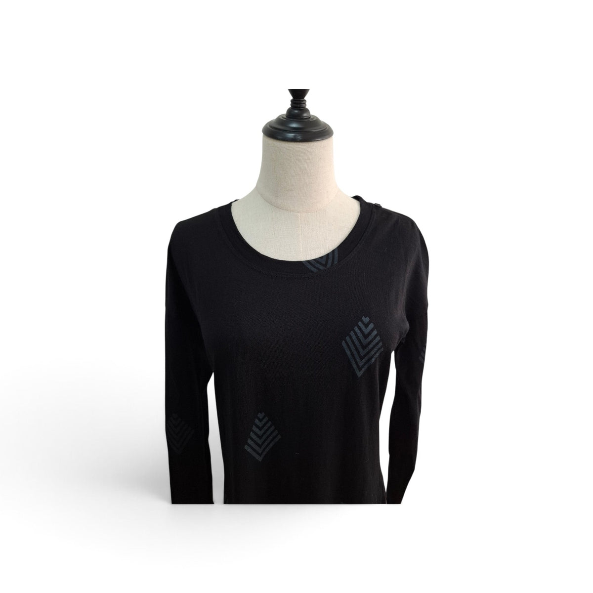 Foil Merino Dress with Zip Detail and Geometric Patterns