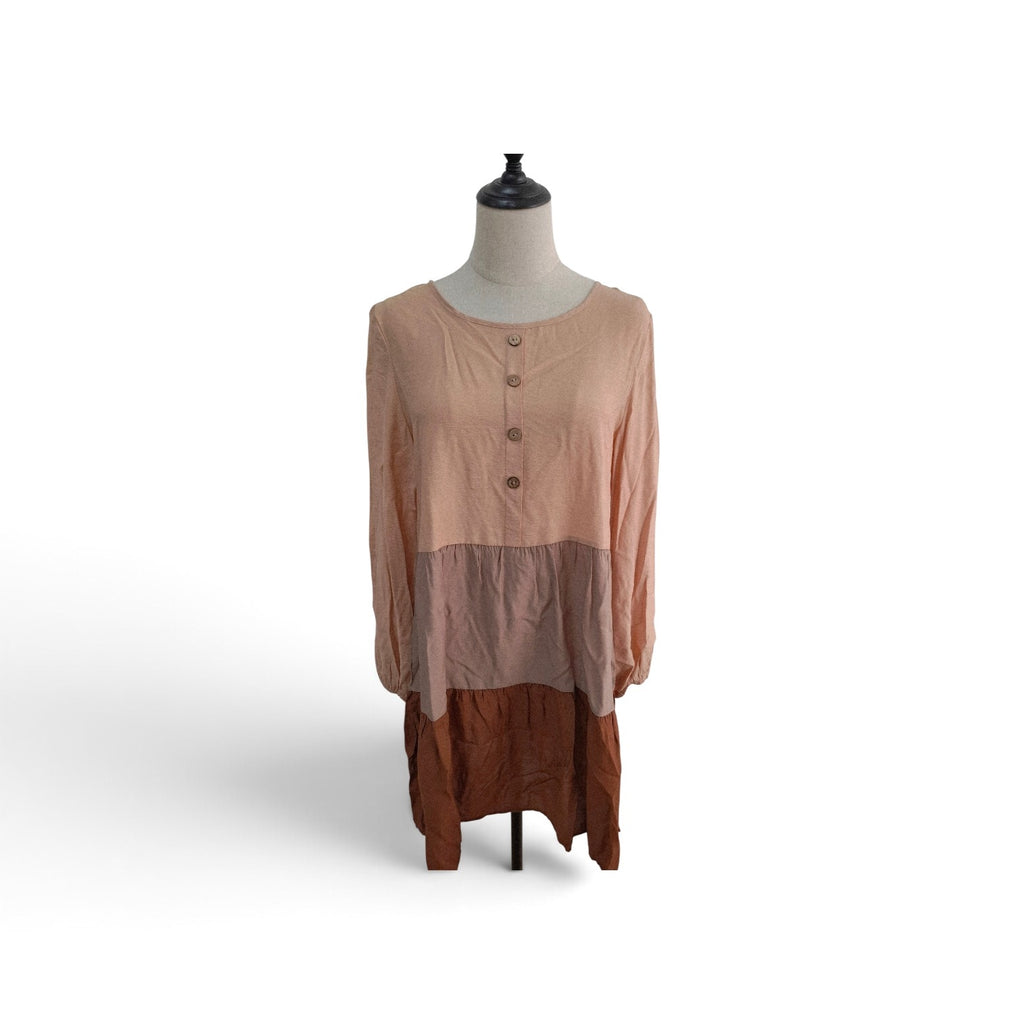 Colour Block Dress Peach/Stone/Terracotta