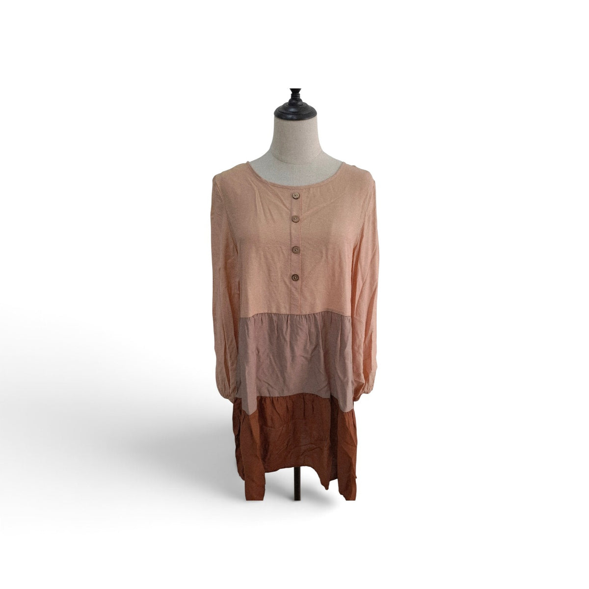 Colour Block Dress Peach/Stone/Terracotta