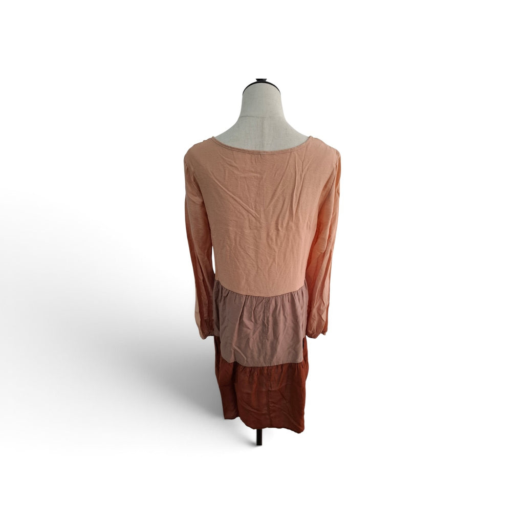 Colour Block Dress Peach/Stone/Terracotta