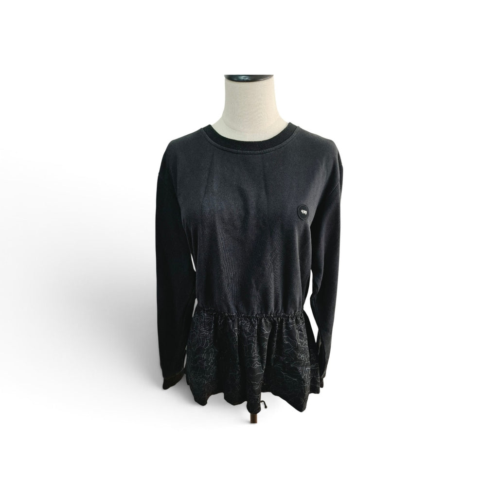 ILABB Black Sweatshirt with Floral Hem Detail