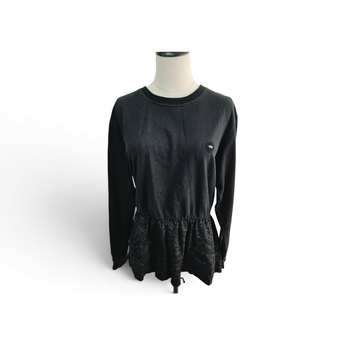 ILABB Black Sweatshirt with Floral Hem Detail