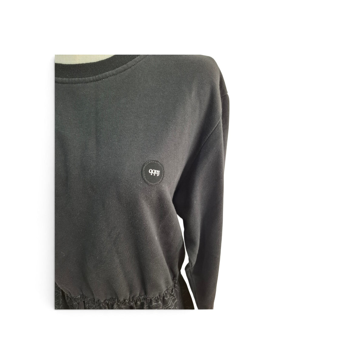 ILABB Black Sweatshirt with Floral Hem Detail