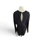 ILABB Black Sweatshirt with Floral Hem Detail