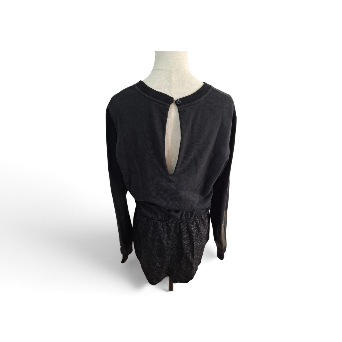 ILABB Black Sweatshirt with Floral Hem Detail