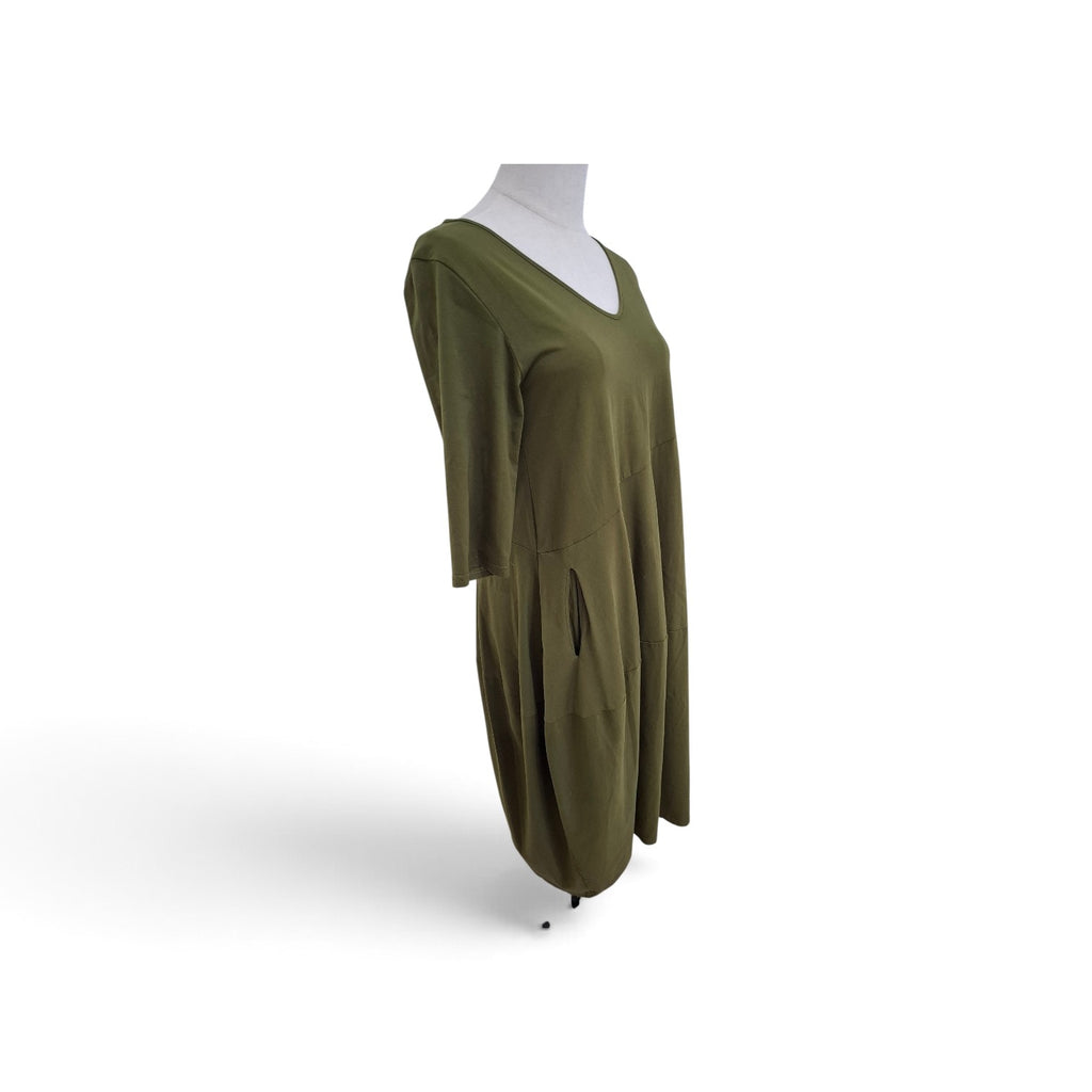 Tirelli Olive Green V neck Dress