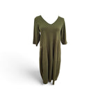 Tirelli Olive Green V neck Dress