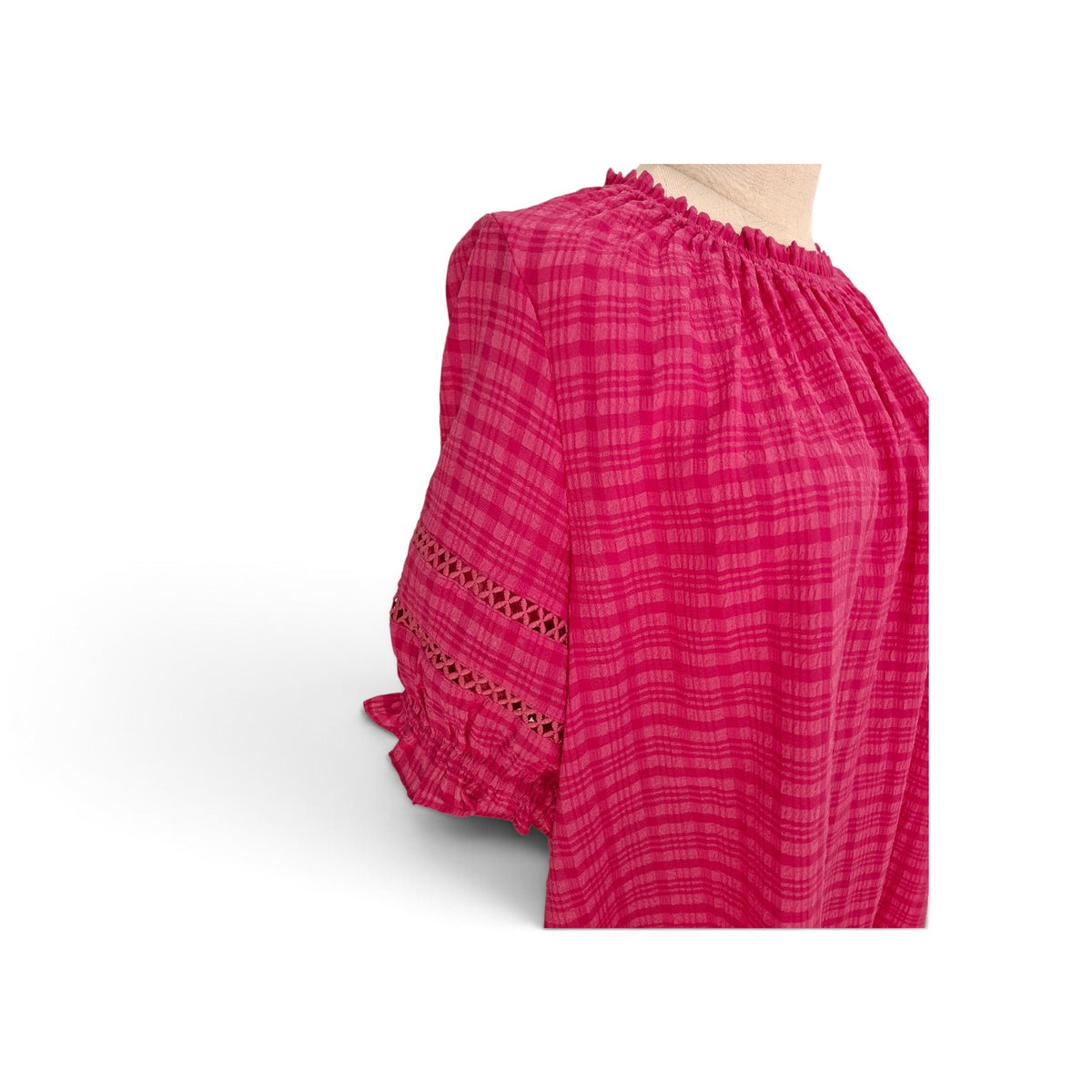 Sunday Boho 3/4 peasant sleeve Hot Pink Top