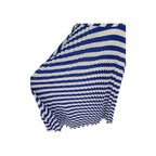 A pleated fabric cover with a bold blue and white horizontal stripe pattern, shown against a plain white background.
