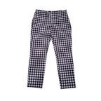 Black and white gingham checkered pants shown flat against a solid white background.