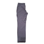 Black and white gingham plaid pants shown flat against a solid white background.