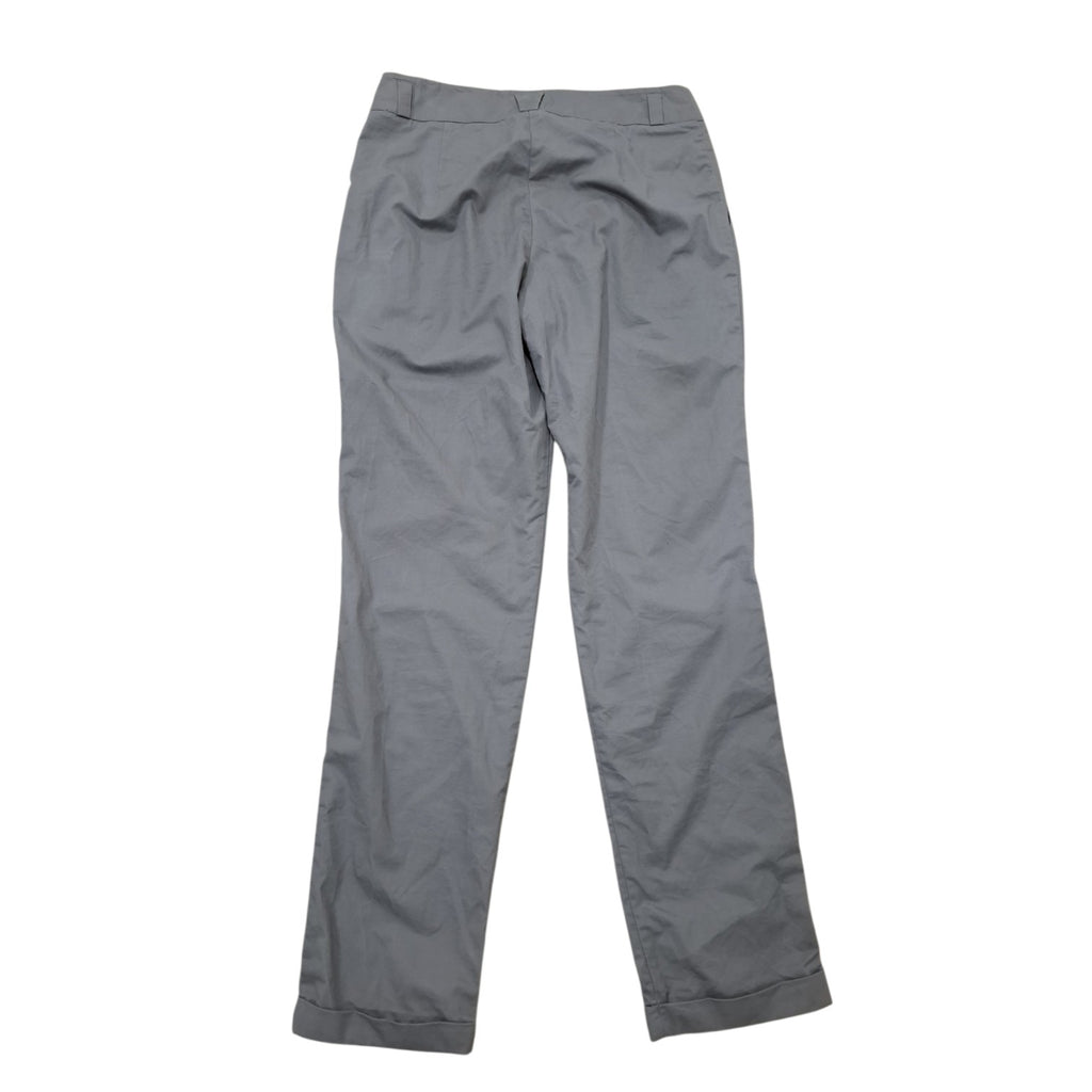 A pair of gray trousers shown flat against a plain white background.