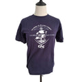 A navy blue short-sleeve t-shirt displayed on a mannequin torso against a white background. The shirt features a white graphic print on the front with the text 'COLUMBINE 2025 HIGH SCHOOL' and 'CFC' surrounding a mascot illustration.