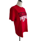 A red Kansas City Chiefs football t-shirt displayed on a mannequin torso against a white background.