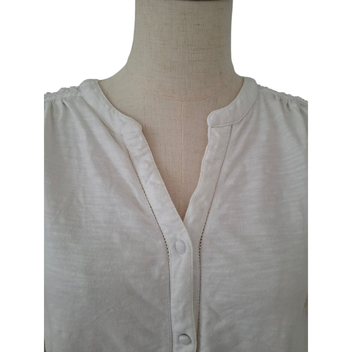 Fat Face White Cotton Blend Crochet Lace detailing