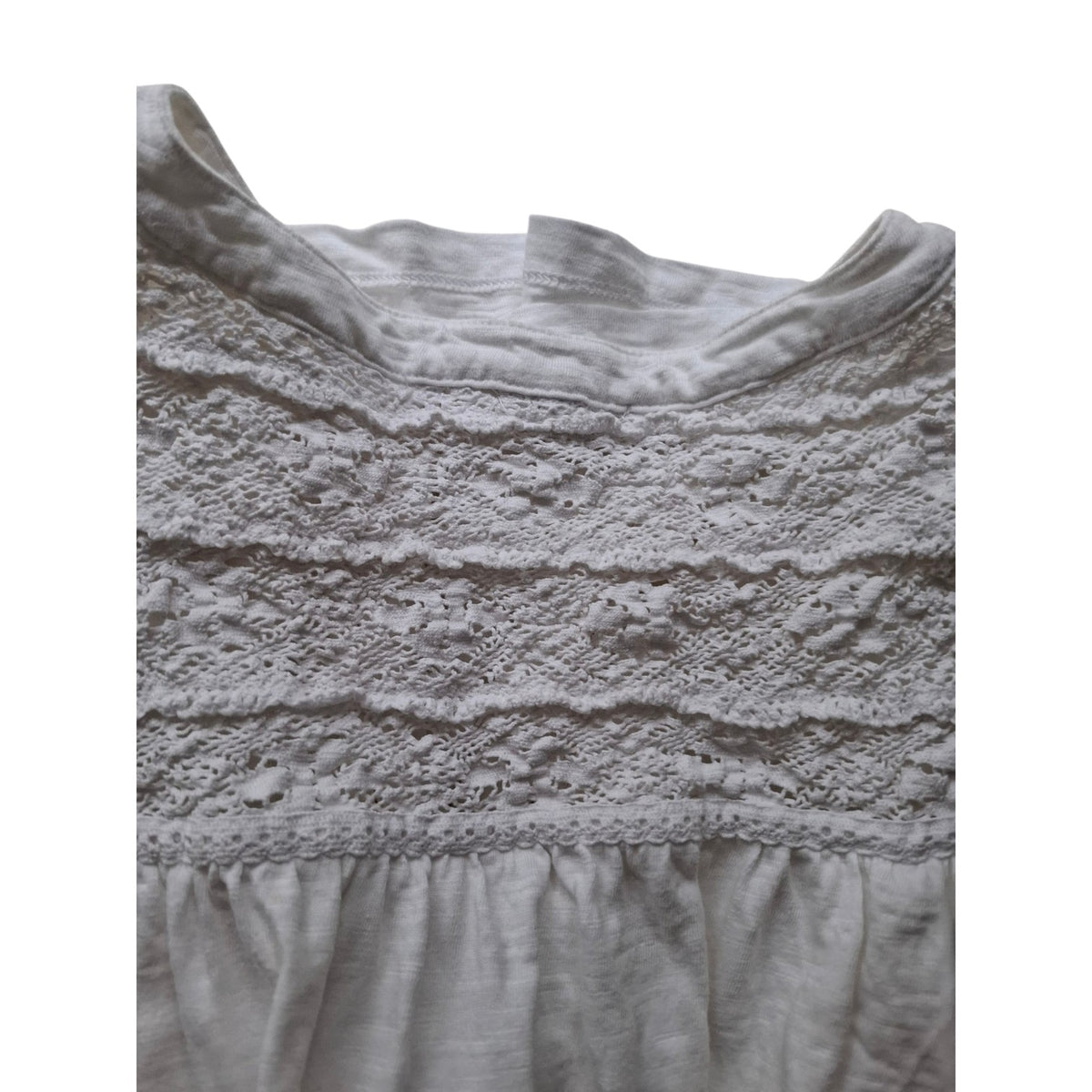 Fat Face White Cotton Blend Crochet Lace detailing