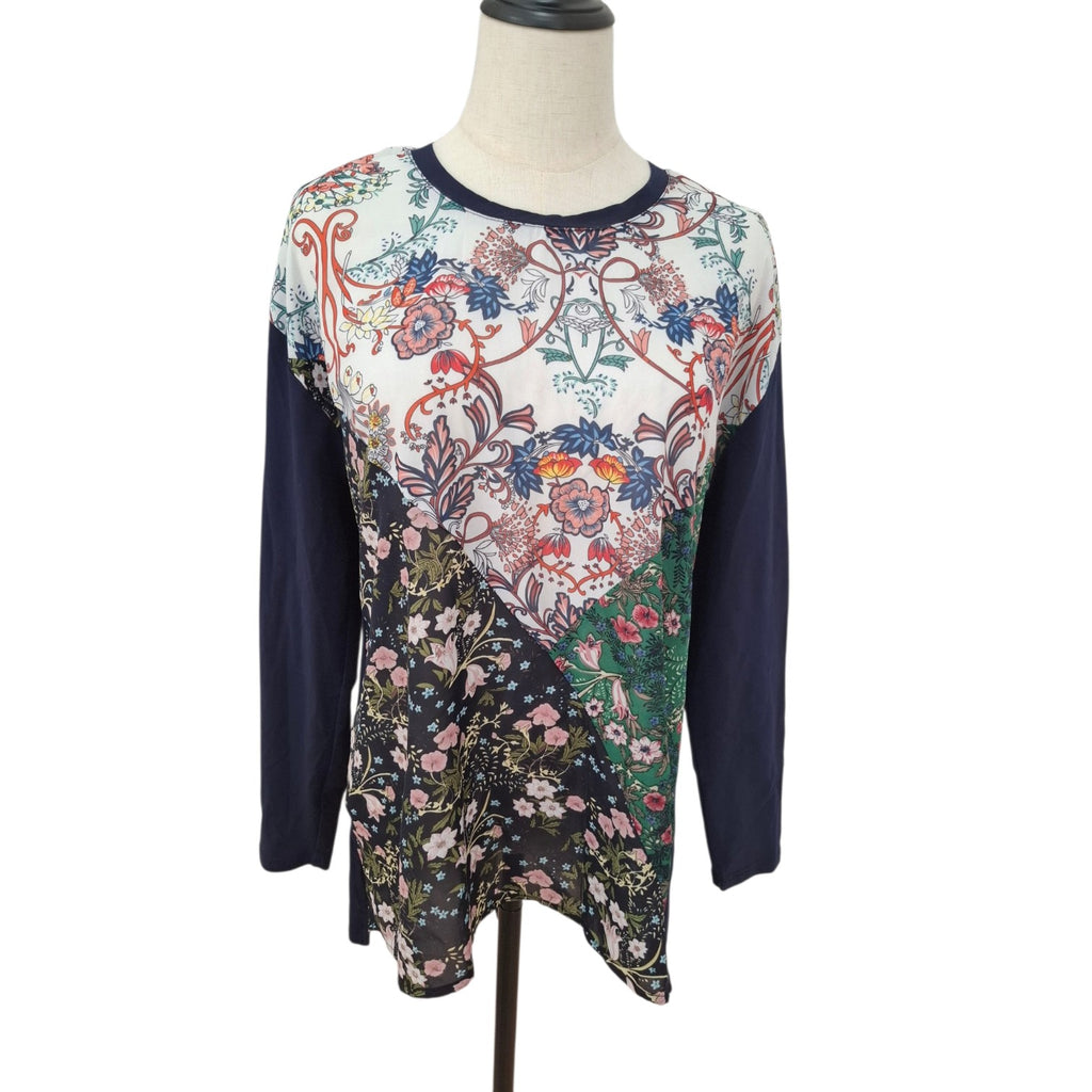Ketzke Long Sleeve Floral Patchwork Splice Top