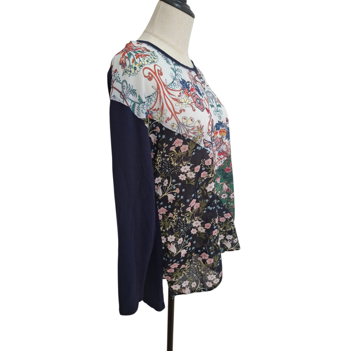 Ketzke Long Sleeve Floral Patchwork Splice Top