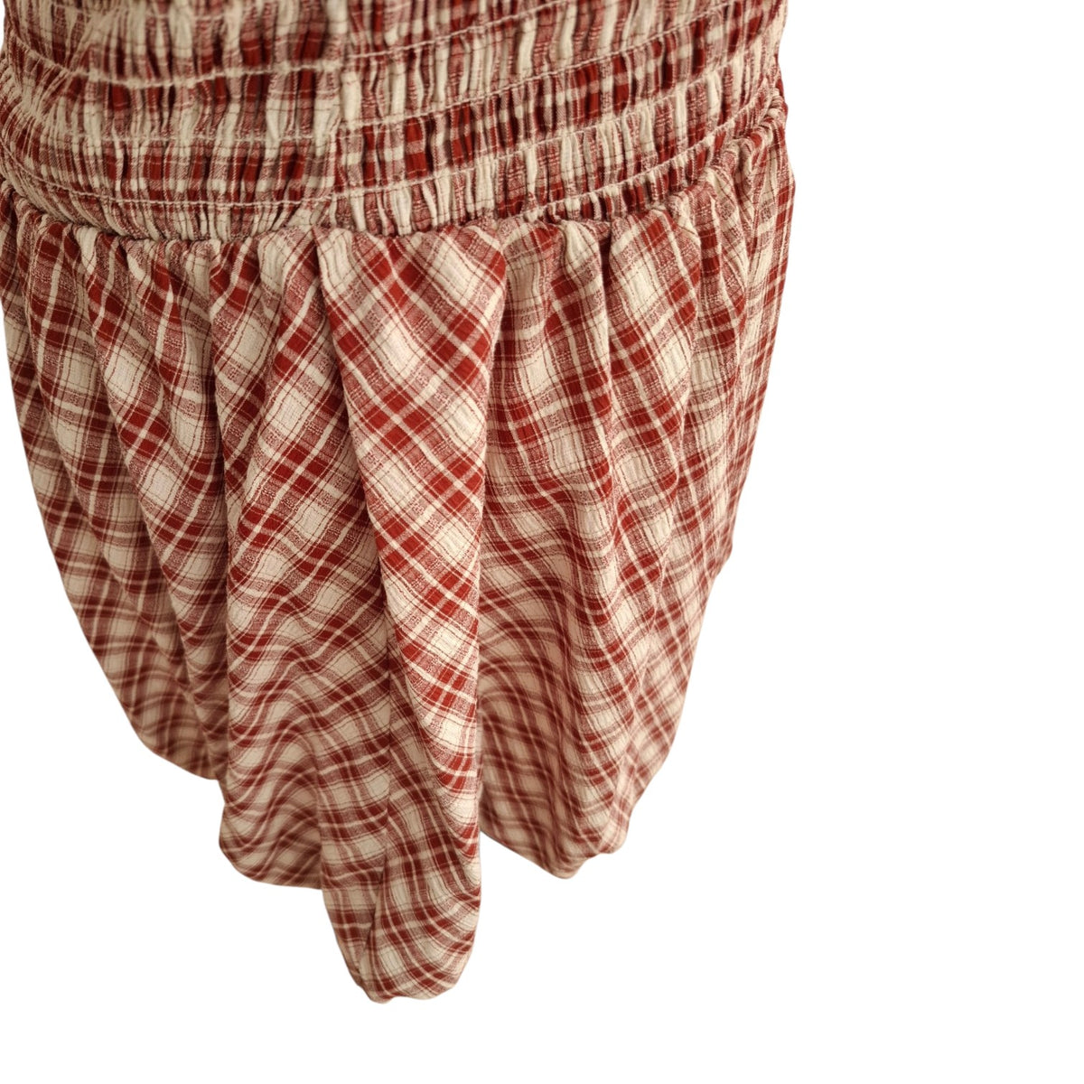 Rita Ora Red and White Check Shirred Bubble Hem Dress