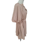Witchery V Neck Beige Mini Dress with Puff Sleeves