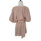 Witchery V Neck Beige Mini Dress with Puff Sleeves