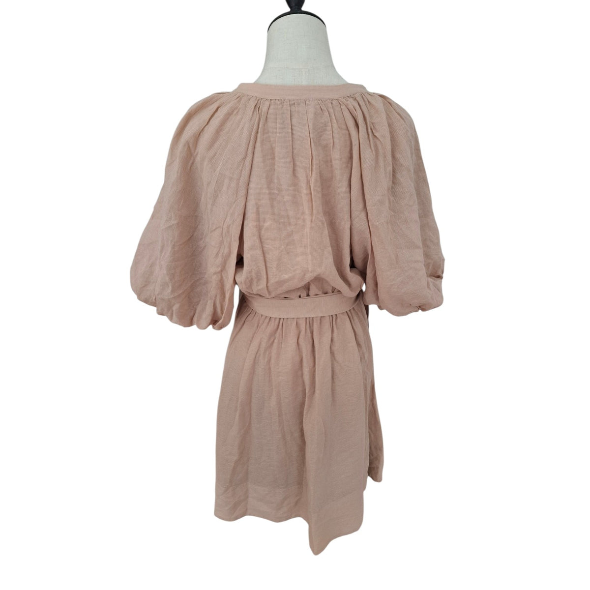 Witchery V Neck Beige Mini Dress with Puff Sleeves