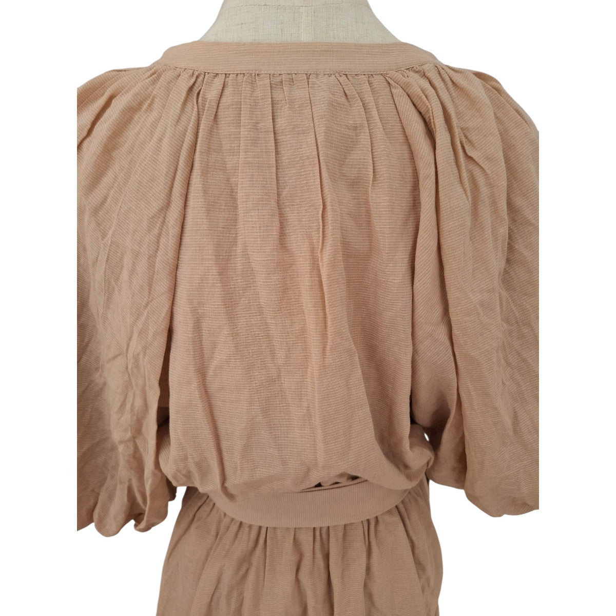 Witchery V Neck Beige Mini Dress with Puff Sleeves