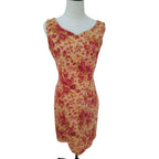 Laura Ashely Vintage Floral Print Shift Dress Pink and Bronze