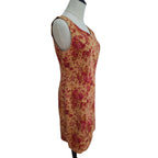 Laura Ashely Vintage Floral Print Shift Dress Pink and Bronze
