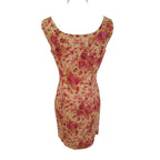 Laura Ashely Vintage Floral Print Shift Dress Pink and Bronze