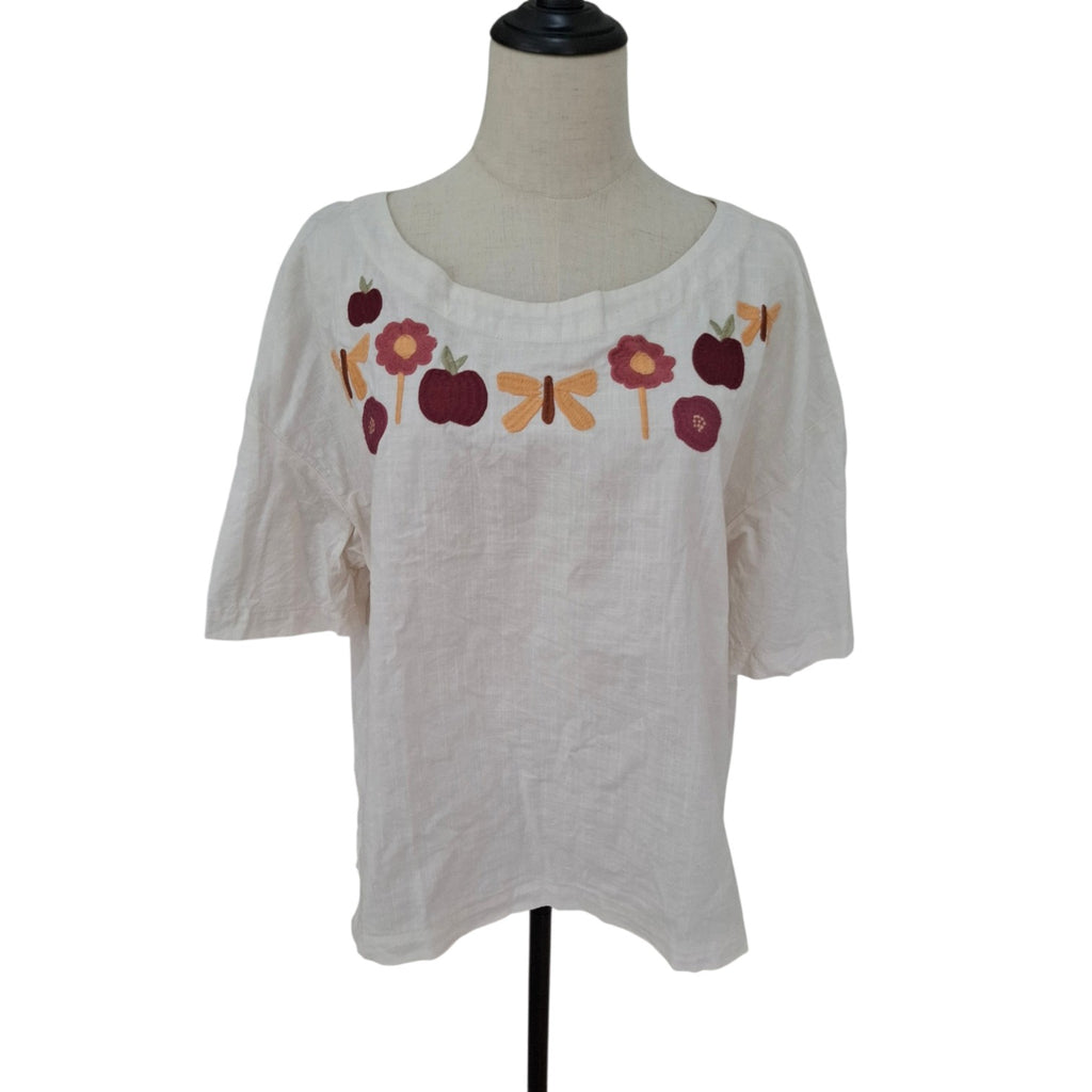 Princess Highway Organic Cotton embroidered top fruit and butterflies