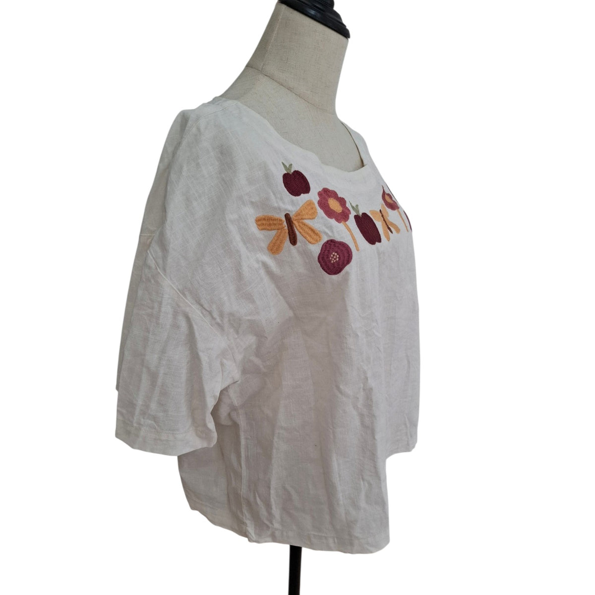 Princess Highway Organic Cotton embroidered top fruit and butterflies