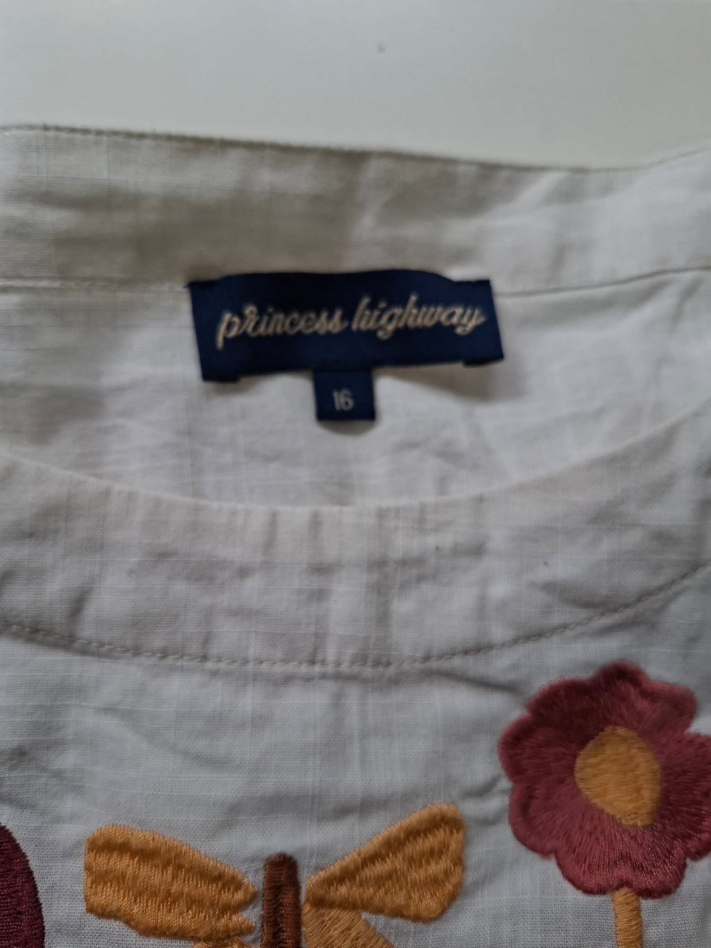 Princess Highway Organic Cotton embroidered top fruit and butterflies