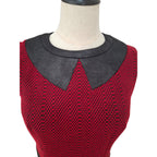 Muse Colourblock Sleeveless Dress with faux Leather Collar and Chevron Pattern