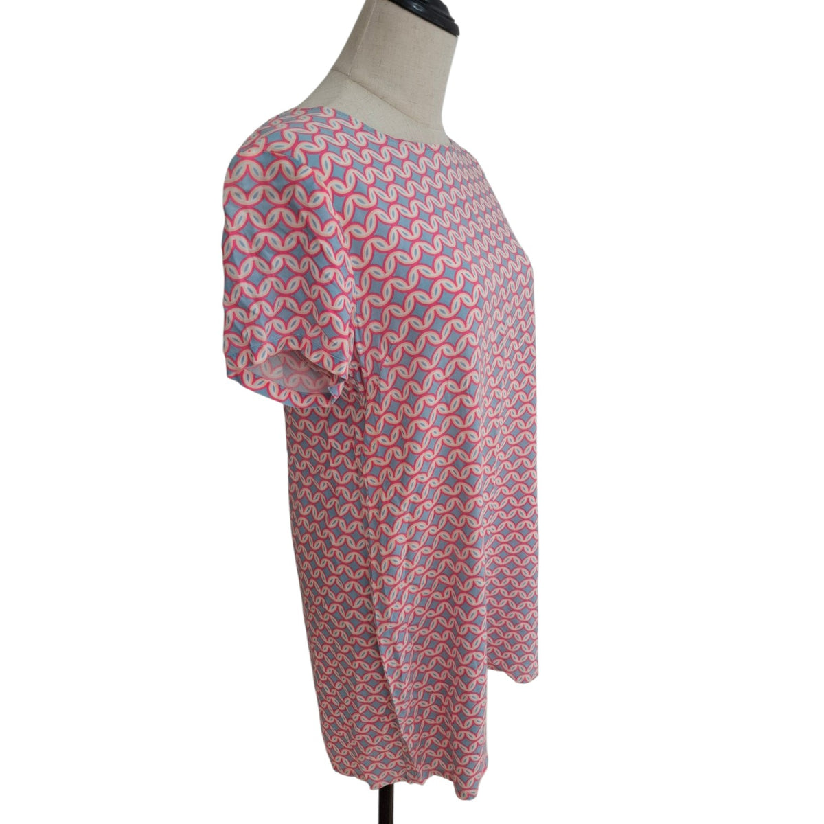 All about Eve geo print shift dress blue pink and white