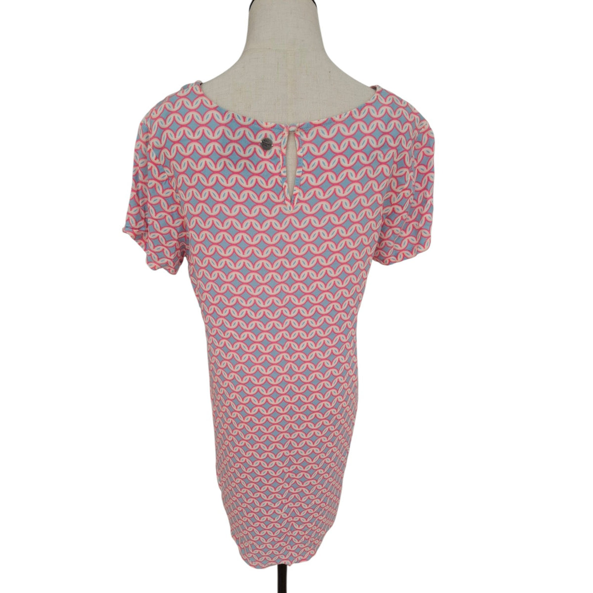 All about Eve geo print shift dress blue pink and white
