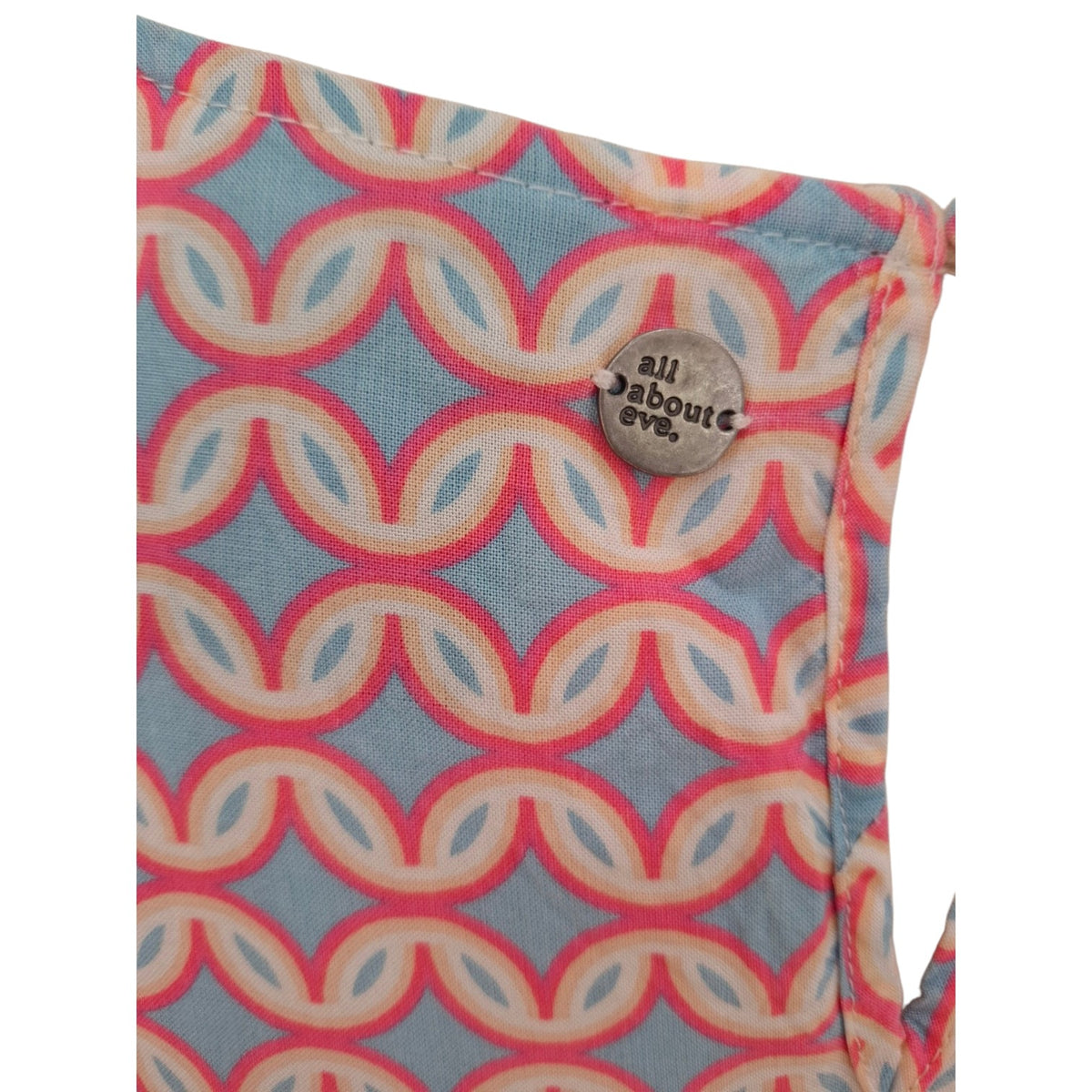 All about Eve geo print shift dress blue pink and white