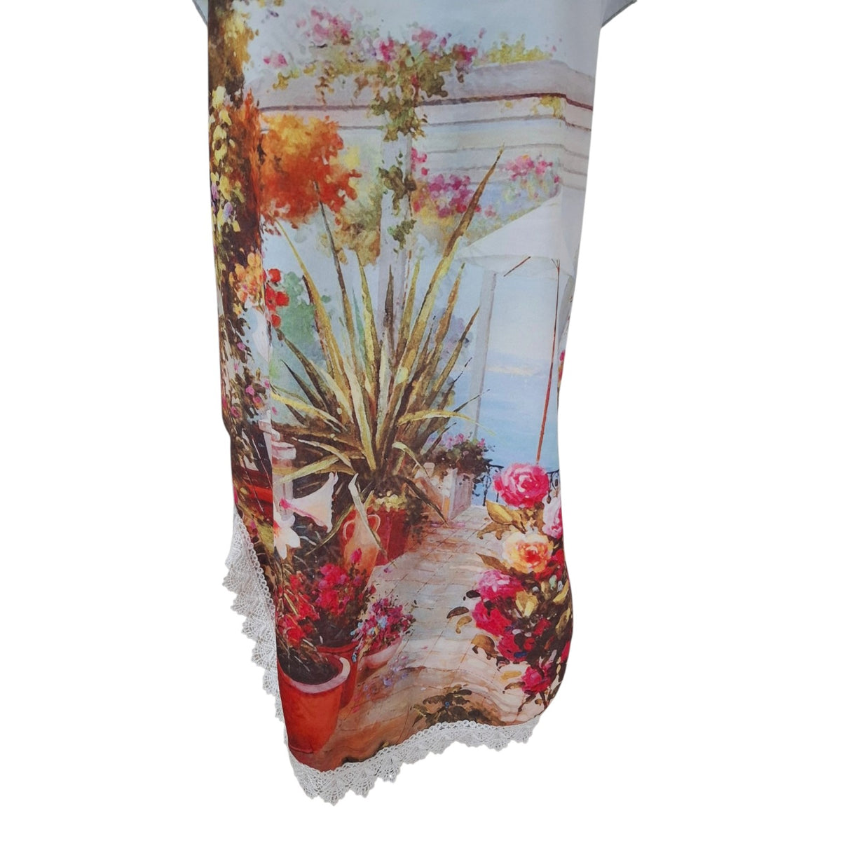 Ketzke Garden landscape Tunic Dress with Crochet Lace trim