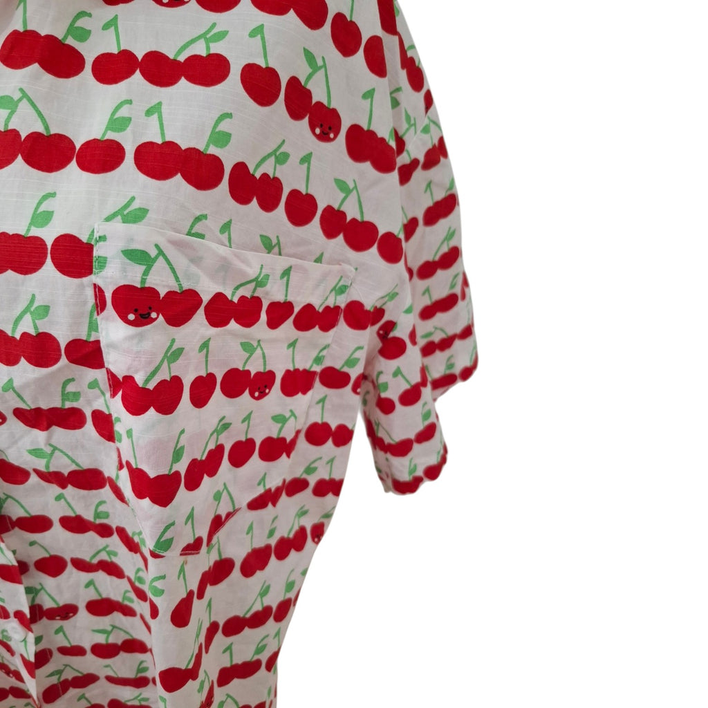 Cherry Pattern Short Sleeve Button Down Shirt