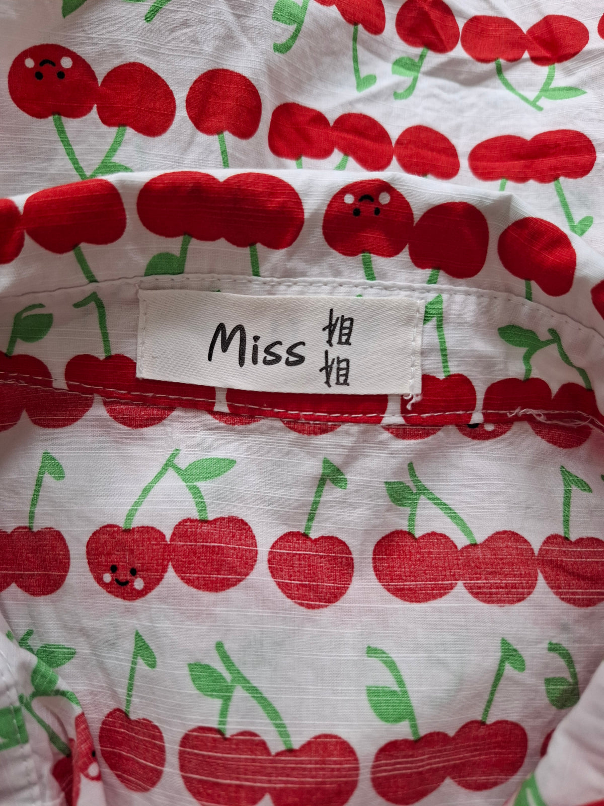 Cherry Pattern Short Sleeve Button Down Shirt
