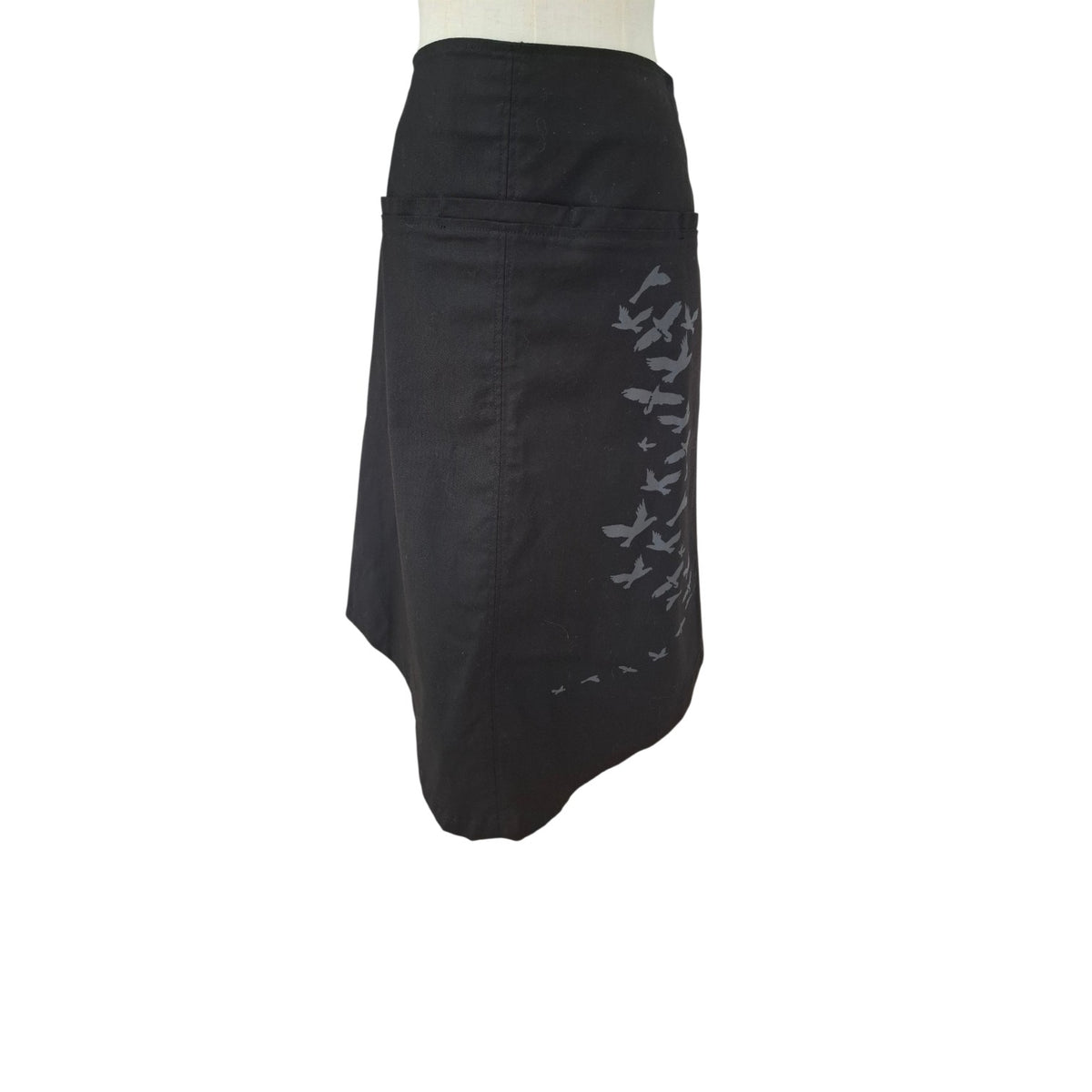 Glassons Black A Line skirt with Grey Birds