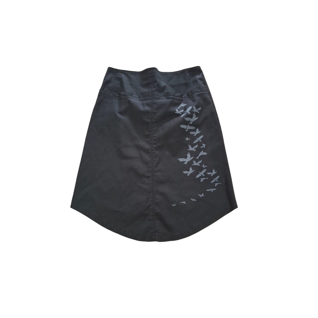Glassons Black A Line skirt with Grey Birds