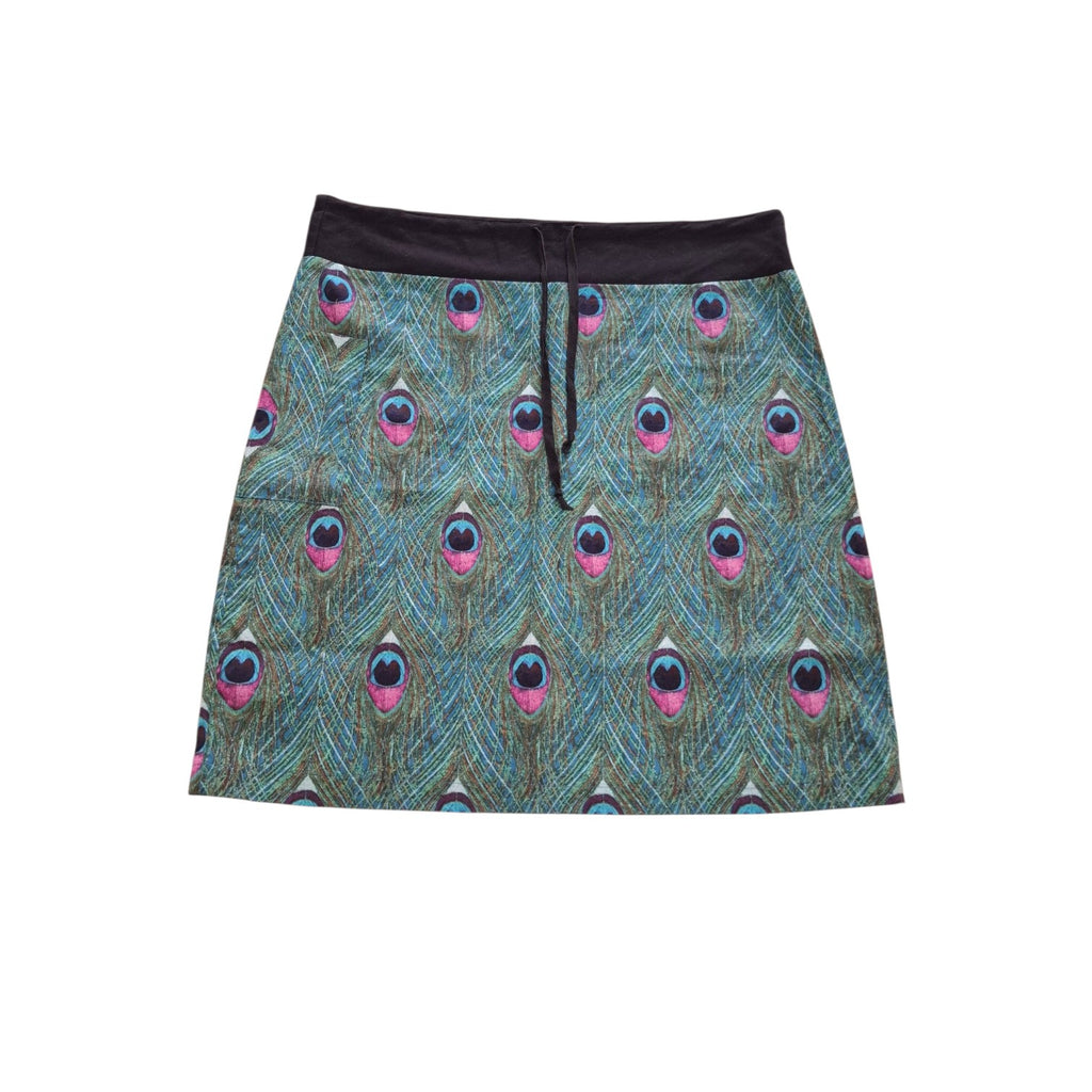Peacock Feather Print Skirt with glitter detail
