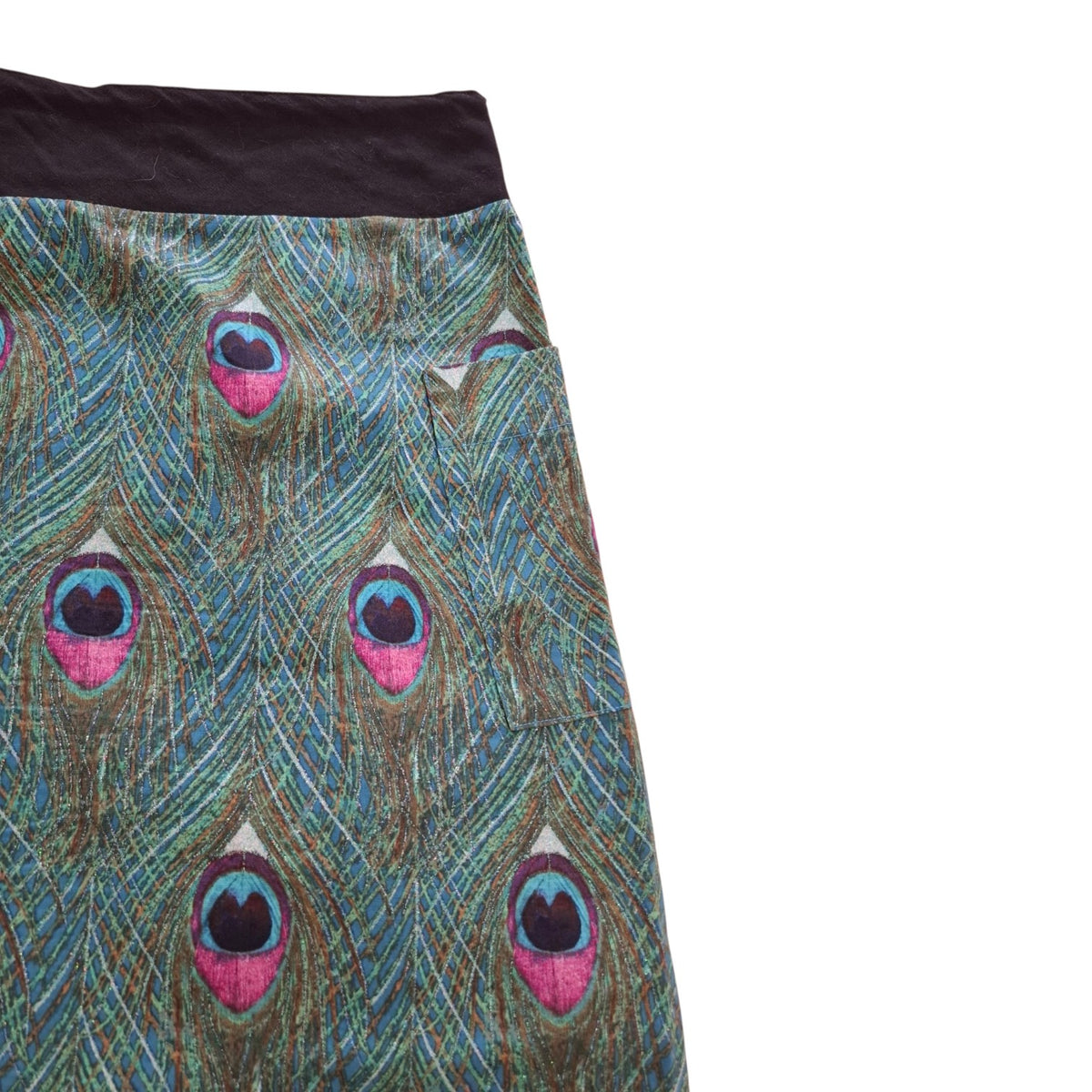 Peacock Feather Print Skirt with glitter detail