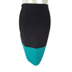 Max Azaria BCBG Black and Teal colourblock bandage skirt
