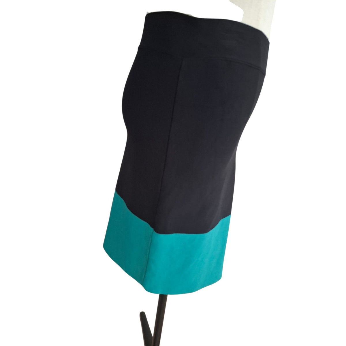 Max Azaria BCBG Black and Teal colourblock bandage skirt