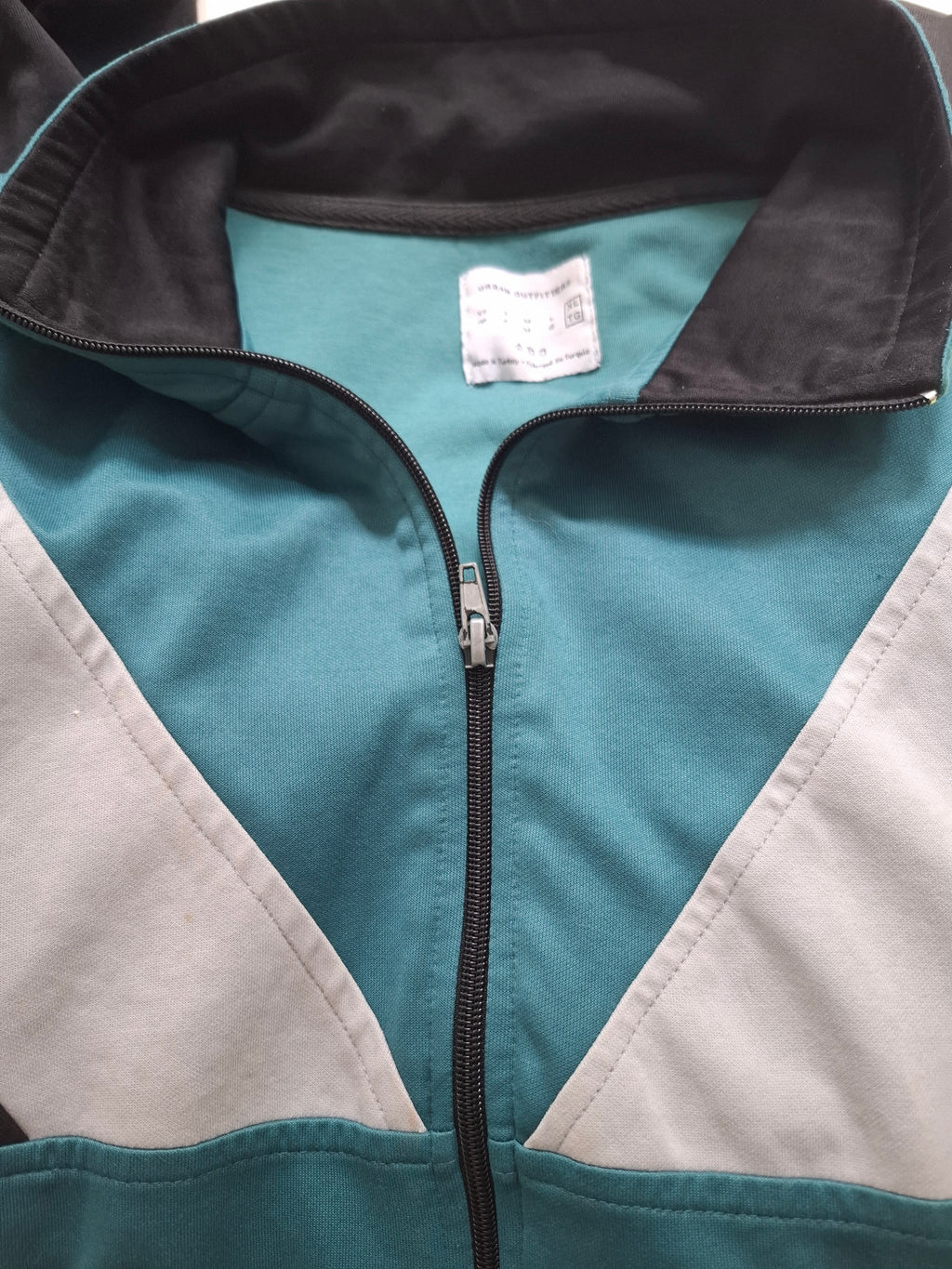 Urban Outfitters Black Teal and White Colourblock Track Jacket