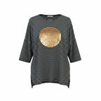 Izabel Gold Sequin Circle and Striped Top